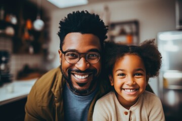 Portrait of a father and daughter at home