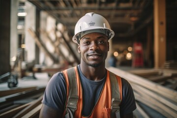 Portrait of a male construction worker on site