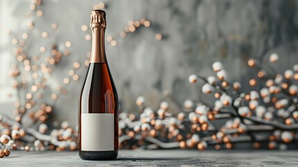 Bottles of Champagne isolated on a gray background with a place for text