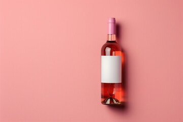 Pink wine bottle on background. Product packaging brand design. - obrazy, fototapety, plakaty