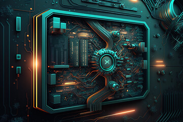 Fototapeta premium Dark technology background.