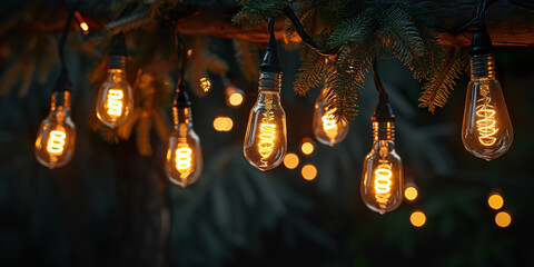 Luminous incandescent lamps hang