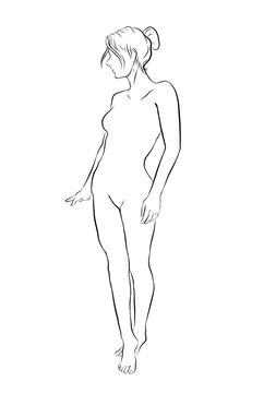 sketch of a girl standing while posing