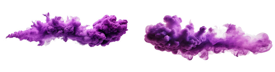 Set of smoke on purple isolated on transparent png background