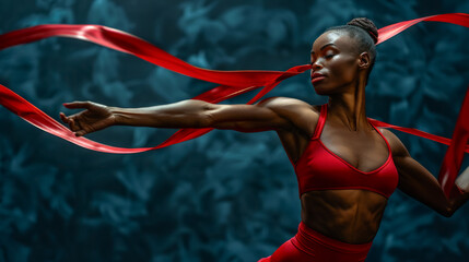 Rhythmic gymnastics, exercise with ribbon