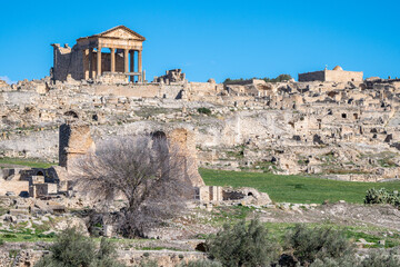 Dugga, Ancient Roman temple, sights of Tunisia, historical buildings