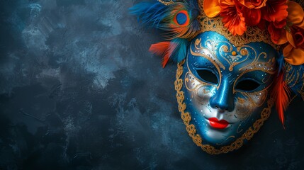 a colorful mask with feathers