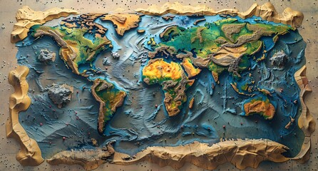 3D world map illustration	

