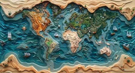 3D world map illustration	
