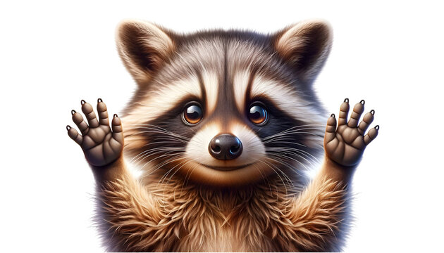 Realistic portrait of a cute raccoon
