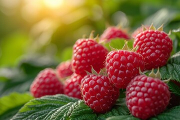 Raspberry harvest. Background with selective focus and copy space