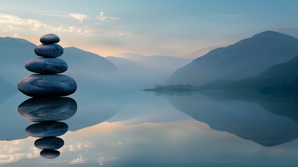 a stack of rocks sitting on top of a body of water
