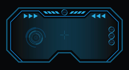 Blue neon technology background. Virtual reality display illustration.