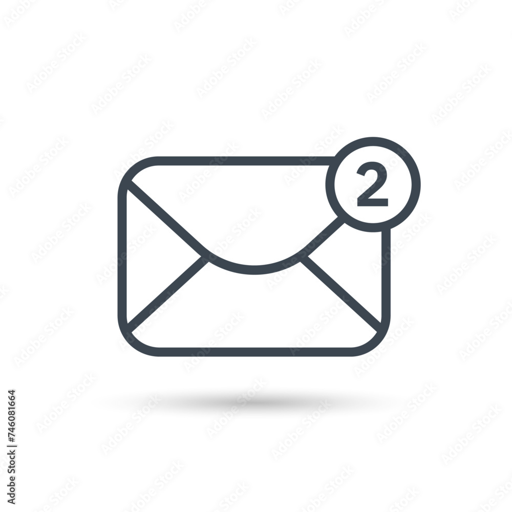 Poster envelope with incoming message vector symbol. two new messages line icon with notification.