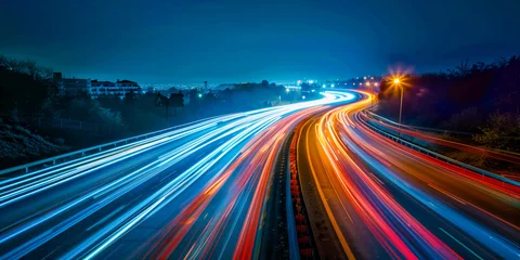 Stoff pro Meter Traffic on highway at night with long-exposure effect - AI Generated © mbruxelle