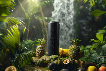 can mockup, beverage mock up with fruits background, soda can mockup, Plain white colour 355ml can, floating beverage can mockup with colorful background with ice cubes	