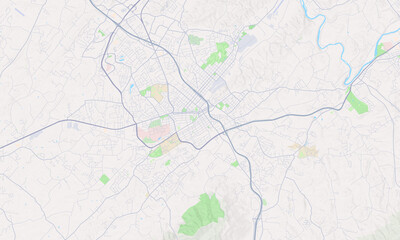 Fototapeta na wymiar Johnson City Tennessee Map, Detailed Map of Johnson City Tennessee