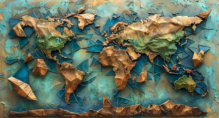3D world map illustration	
