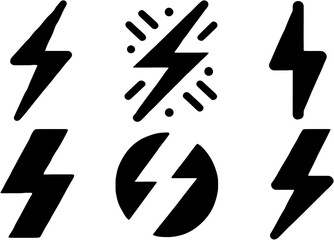 Dynamic Lightning Bolt Vector Set - obrazy, fototapety, plakaty