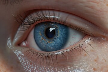 Fototapeta premium macro shot of the human eye blue color