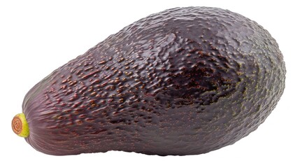 an avocado on a white background with a yellow spot on the top of the avocado and a green spot on the bottom of the avocado.