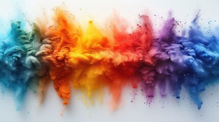 Fototapeta premium a group of multicolored smokes on a white background that appears to be colored in different shades of blue, red, yellow, green, orange, and pink.