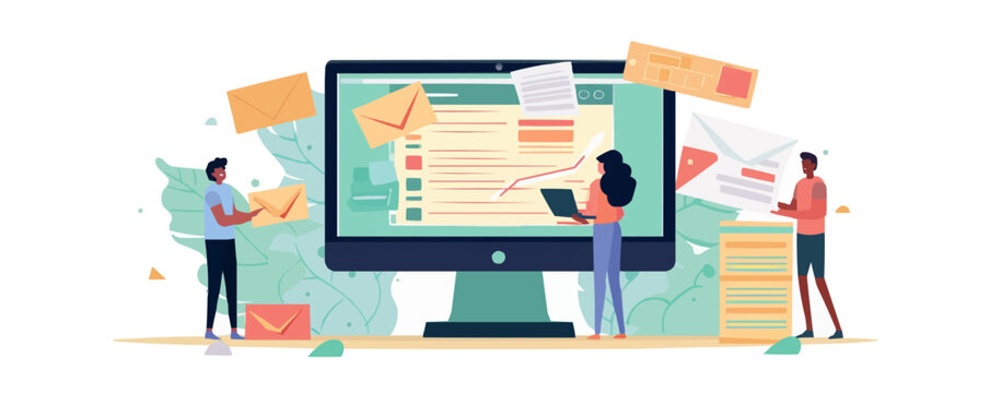 checking and paying utility bills online on his computer, Utility bill payment, Men and women pay utilities together. Utility bills set flat vector modern illustration