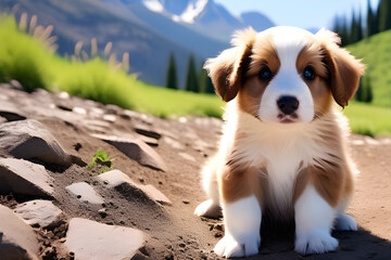 dog in the mountains