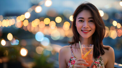 portrat of a woman in a sky bar, woman, party,  people, beauty, drink, drinking, fashion, person, celebration, cocktail, holiday, night, glass, holding, bar, glamour, face