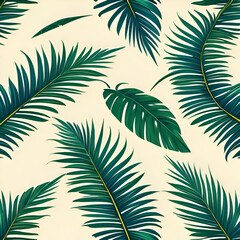 Fototapeta na wymiar seamless pattern with palm leaves