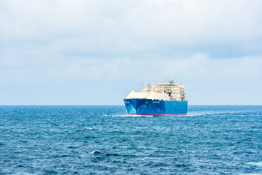 At Sea, South China Sea - large tanker ship, methanol carrier, sailing through blue, calm waters.