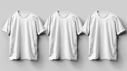 This is a mockup image of three realistic 3D t-shirts for men's clothing. This is a template for presenting your design.