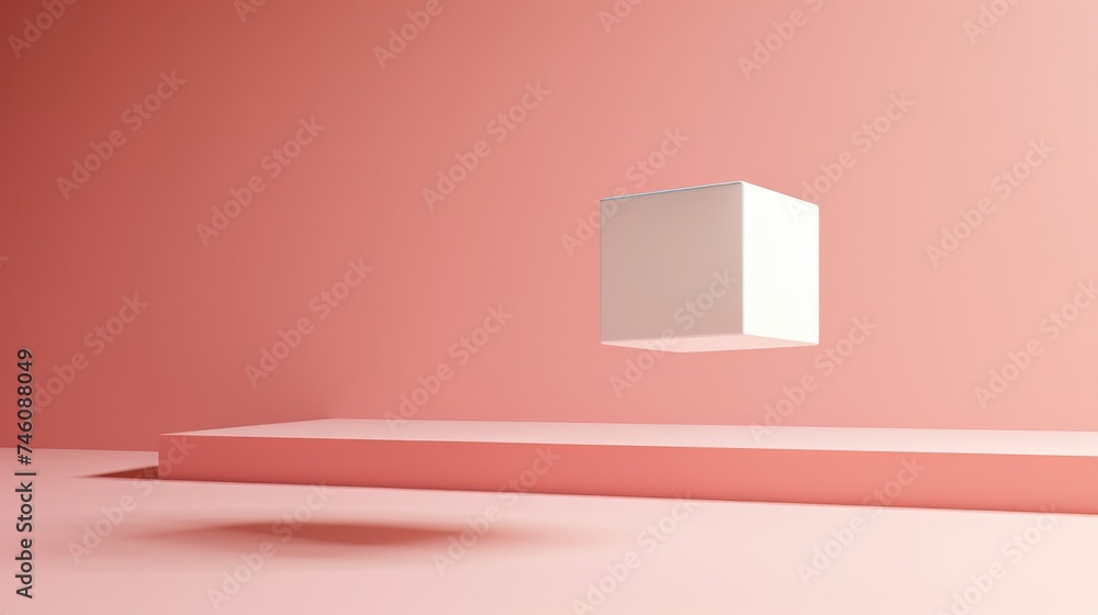 Poster present box floating on pastel background. 3d rendering.