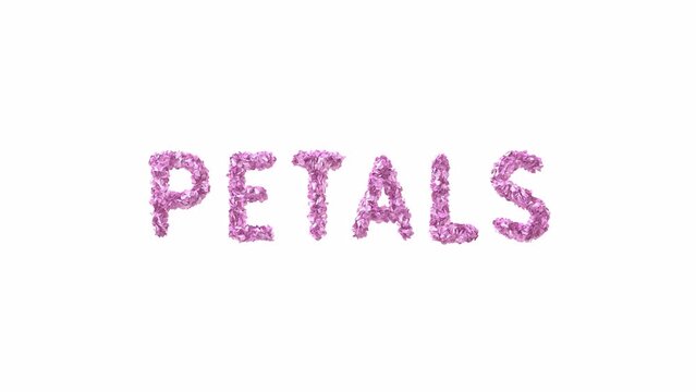 Animated Sakura Petals text letters forming the word petals