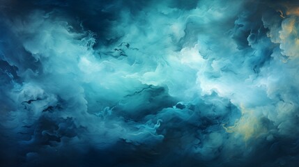 Abstract Cloudscape in Shades of Blue and Turquoise Background