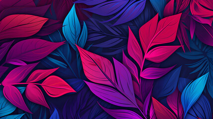 seamless pattern with leaves,
Purple leaves are arranged in a pattern on a purple background
