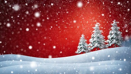 rri&egrave;re-plan rouge neige. Le design hivernal enneig&eacute; de No&euml;l. 