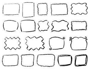 Obraz premium A set of frames drawn in chalk. A set of hand drawn frames. A set of black text frames.