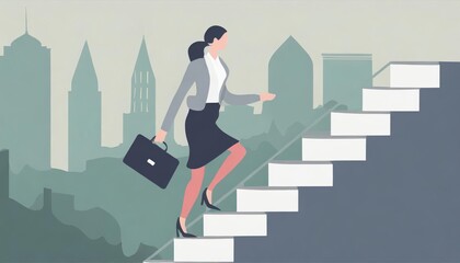 Obraz premium Generated image of business woman going up a carrier step 