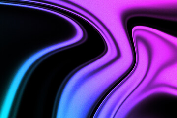 Pink blue grainy liquid background.
Abstract glowing gradient on black backdrop. 
Design for banners, posters and headers.