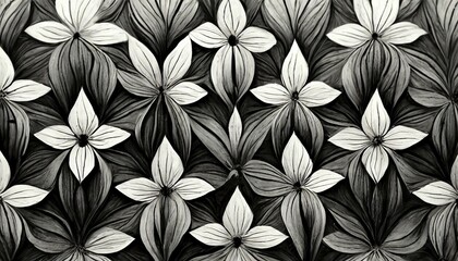 Illustration du motif abstrait floral noir harmonieux - obrazy, fototapety, plakaty