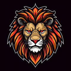 Obraz premium logo lion on black background сreated with Generative Ai