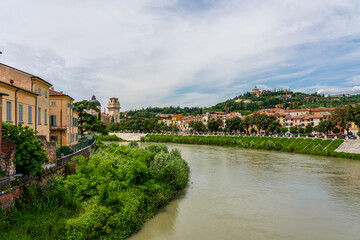Fototapeta na wymiar Panoramic view of the old town of Verona in Italy.