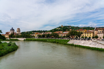 Fototapeta na wymiar Panoramic view of the old town of Verona in Italy.