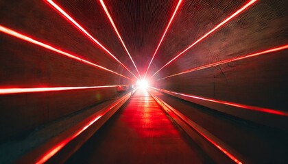 Lumière rouge radiale à travers le tunnel qui brille dans l'obscurité pour les modèles impri.jpg, Firefly Lumière rouge radiale à travers le tunnel qui brille dans l'obscurité 