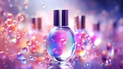 Obraz na płótnie Canvas Cosmetic bottles on background, advertising shoot