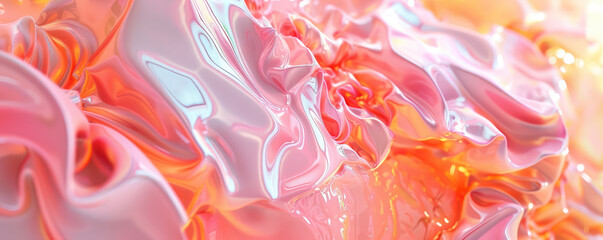 Obraz premium A dreamlike swirl of translucent pink and orange hues evokes a soft, ethereal atmosphere in this abstract image.