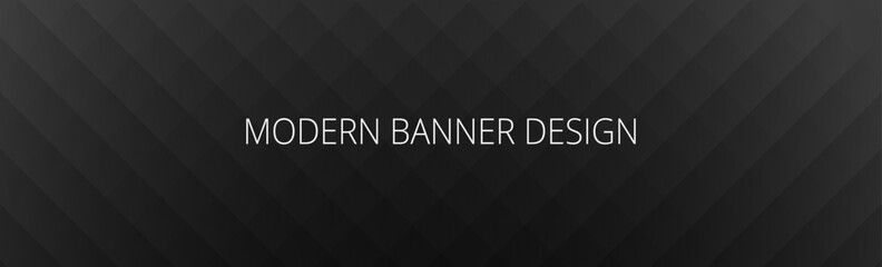 Black abstract banner with light white checkered texture, modern geometric pattern. Background template	