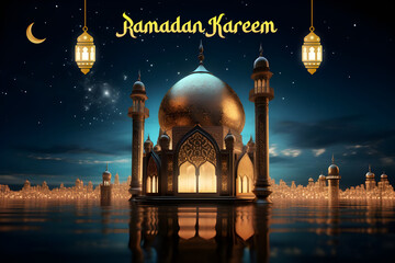 Islamic Ramadan background , Night sky , Islamic Calligraphy