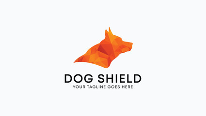 abstract logo design, geometric logo, dog logo. shield logo, lowpoly dog, isometric dog